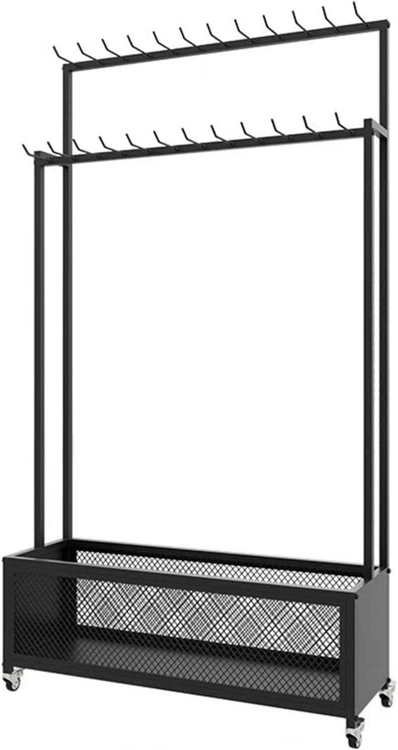 Commercial Belt Hanger with Mesh Basket, Rolling Hanging Tie Rack for Bedroom/Store/Retail Display, Floor Standing Large Organizer Holder,Gold-Wide - 70cm