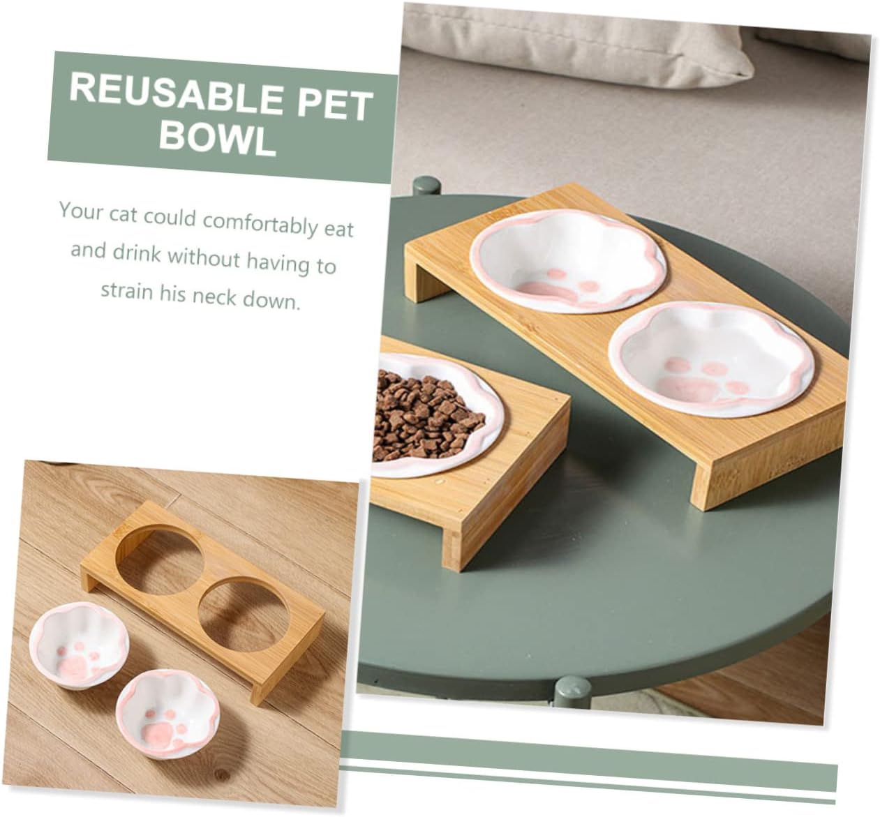 1Set Elevated Cat Bowl with Stand Ceramic Bowls for Comfortable Mealtime Reusable Feeding Bowls for Cats and Dogs Stylish Design for Home Decor image 2