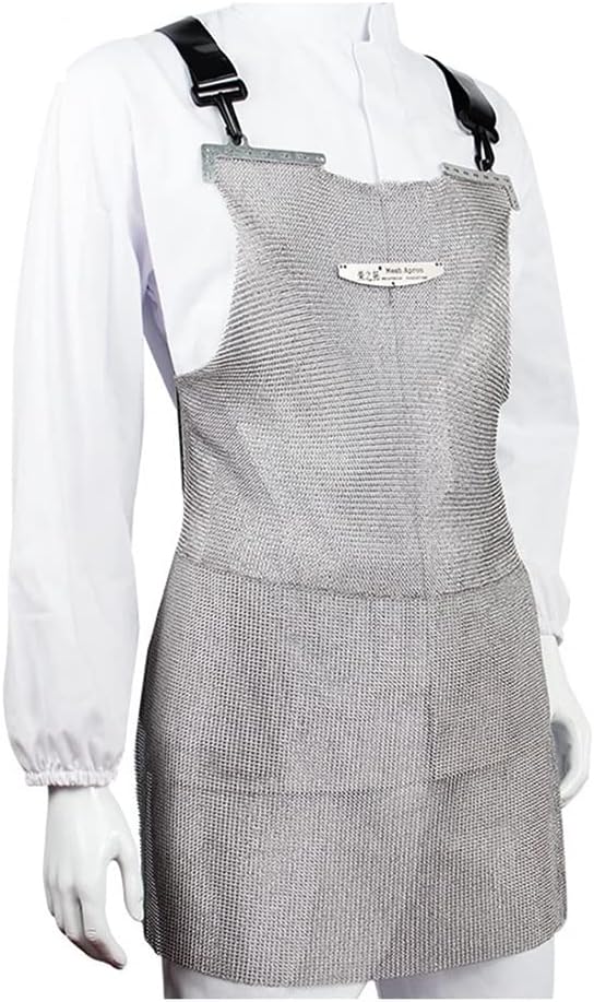 LCYDMJ Stainless Steel Ring Butcher Apron, Cut and Stab Resistant Anti-Chainsaw Cutting Apron, Safety Protective (Color : Silver, Size : 55x80cm)