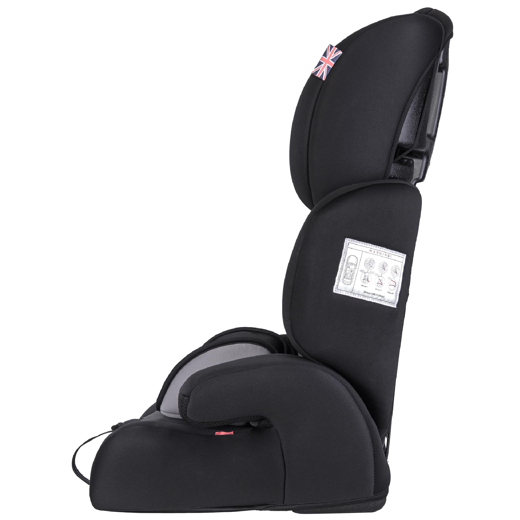 Cozy N Safe Logan Group 1/2/3 Car Seat 9-36kg, 9 Months to 12 Years, 5 Point Harness, Forward Facing, Side Impact Protection, Adjustable Headrest, Lightweight, Child, Toddler Car Seat - Black/Grey