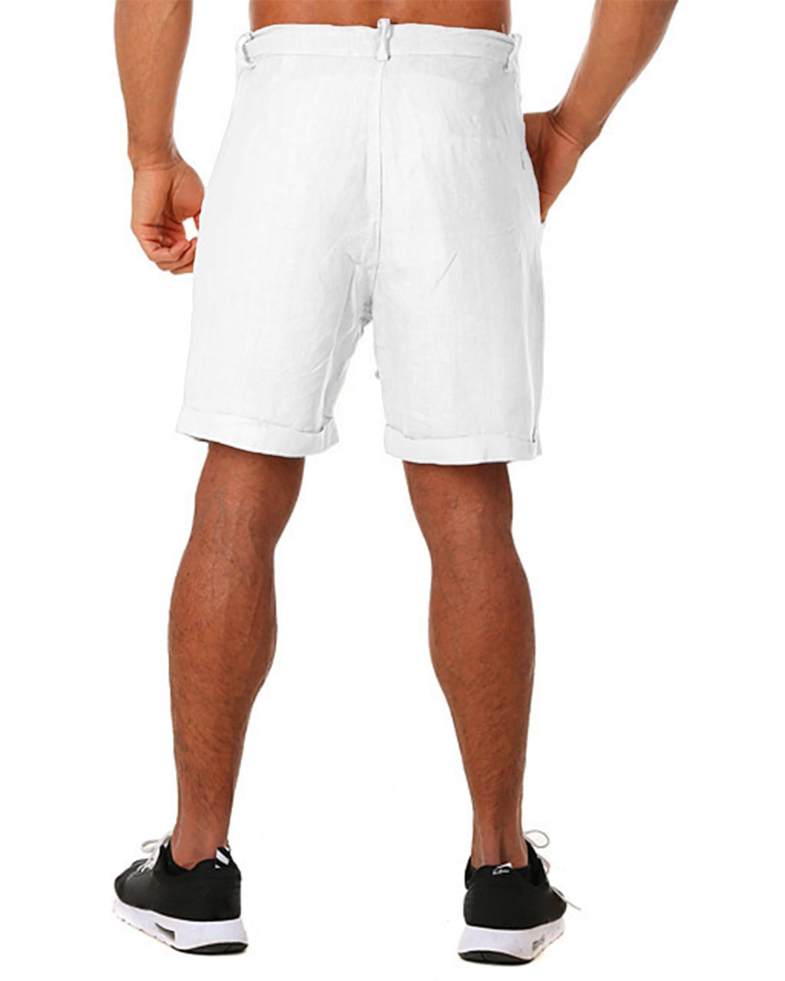 YAOBAOLE Pantaloni in Lino da Uomo, Corti da Uomo, in Lino, Pantaloni Corti, da Uomo, Estivi, Lino