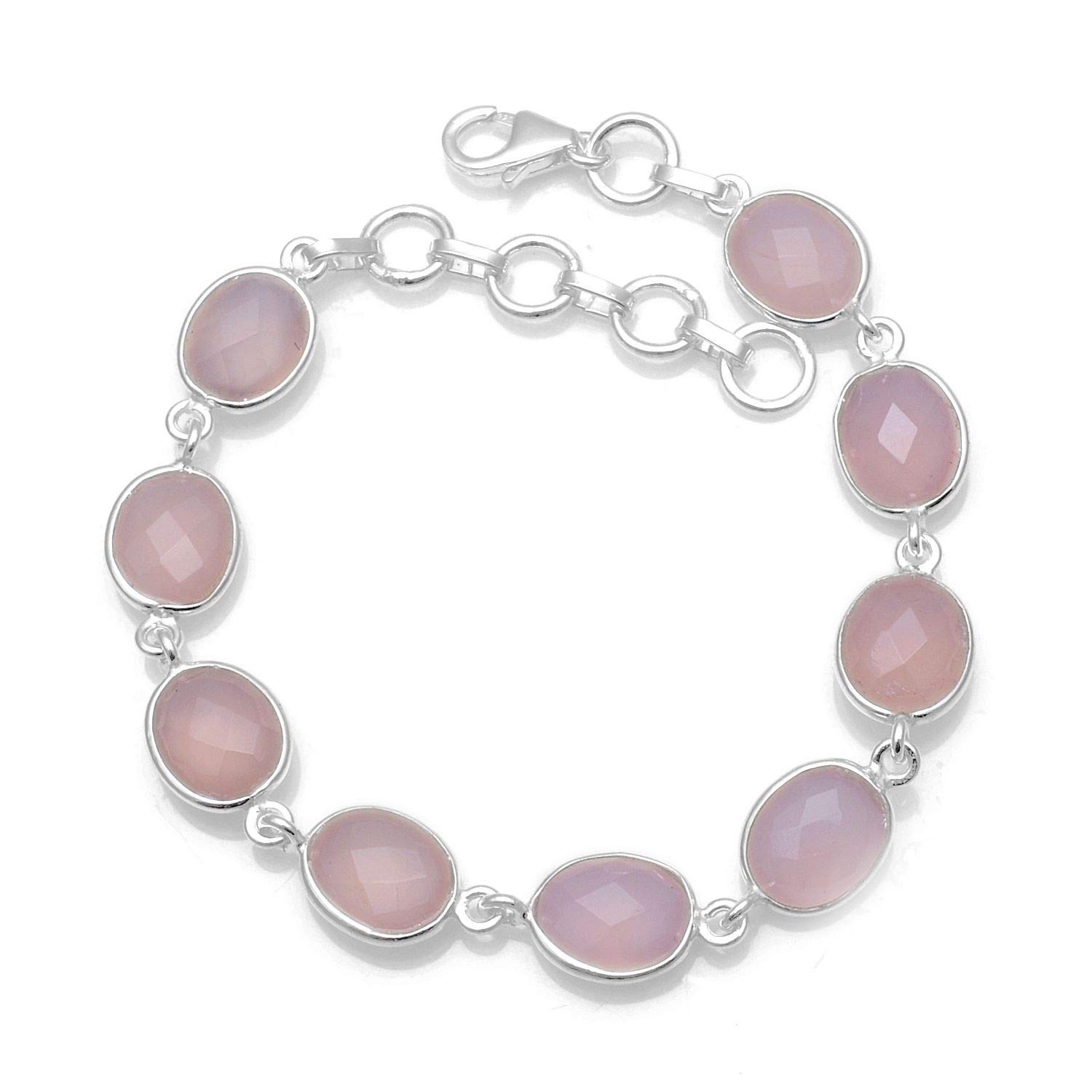 Brazalete de Piedras Preciosas Naturales de Plata esterlina para Mujeres y niñas