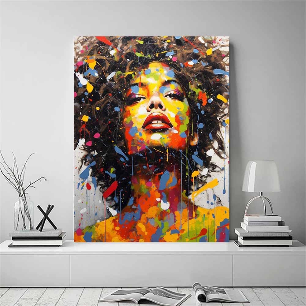 LMYSXAOZ Colorful Woman Canvas Wall Art - Abstract Pop Prints for Home, Living Room Bedroom Modern Artwork(65x130cm/Frameless)
