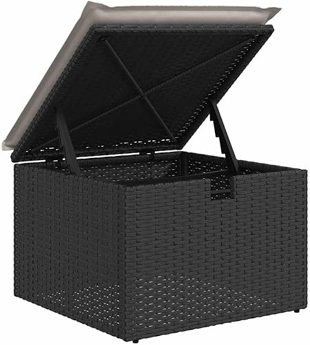 Miniatura 8 de 7 Piece Garden Sofa Set Black PE Rattan with Powder-Coated Steel and Polyester Cushions, Modular Outdoor Seating with Weather-Resistant Storage,