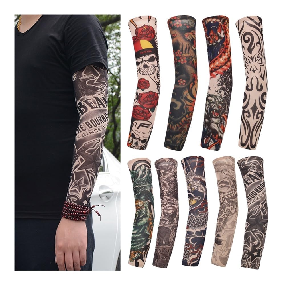 Mangas de brazo de flores refrescantes de verano, protección UV, mangas de brazo para tatuaje, deportes al aire libre, protección solar, calentador de brazo para correr (8,5 piezas), 8 (Reino