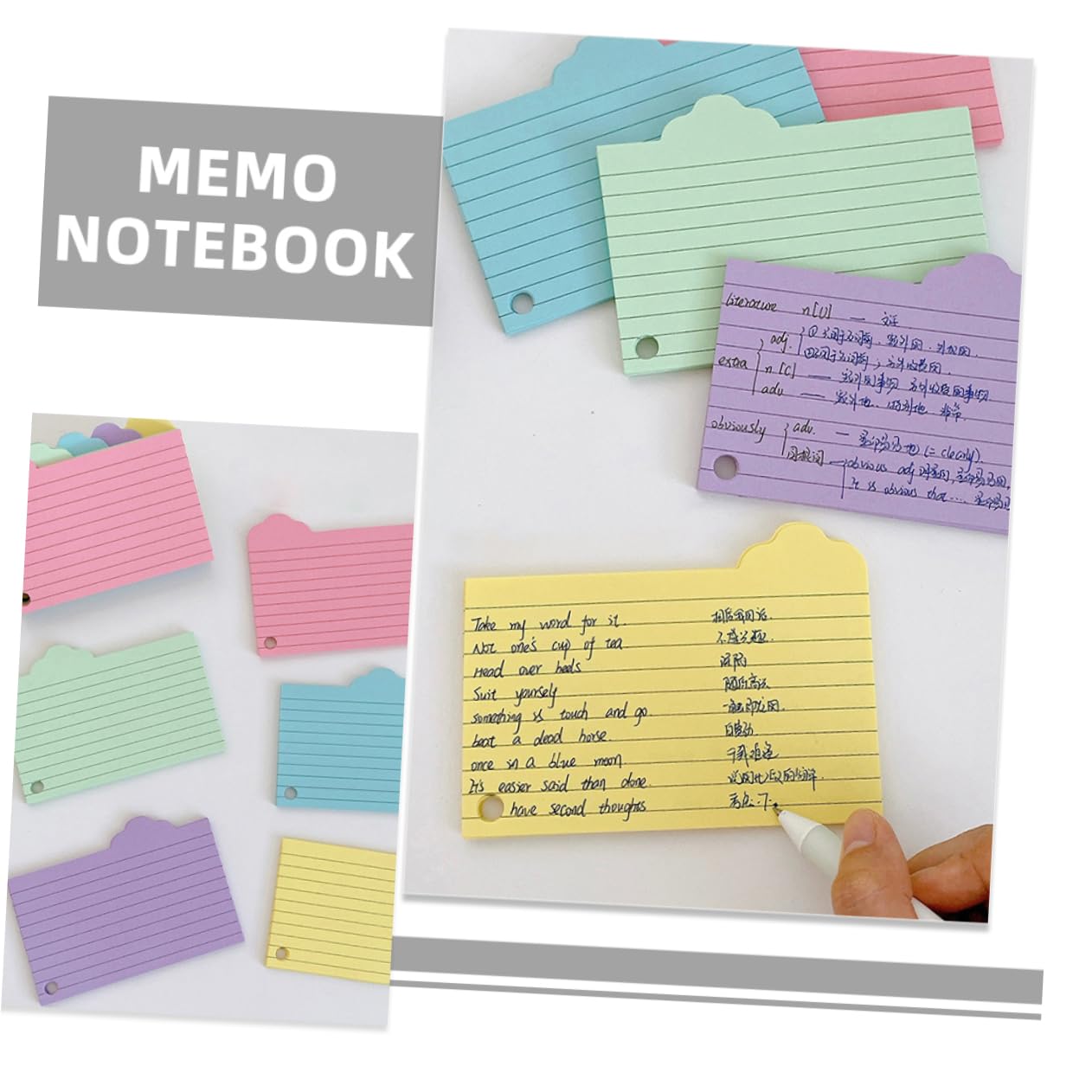 DOITOOL 5 Ensembles Livre De Vocabulaire Sur Papier À Notes Carte Flash Cartes Vierges Avec À Onglets Éducatif Couleur Cartonné Flashcards Pour Étudier Fiches Cartes De Mots 125 Feuilles*5