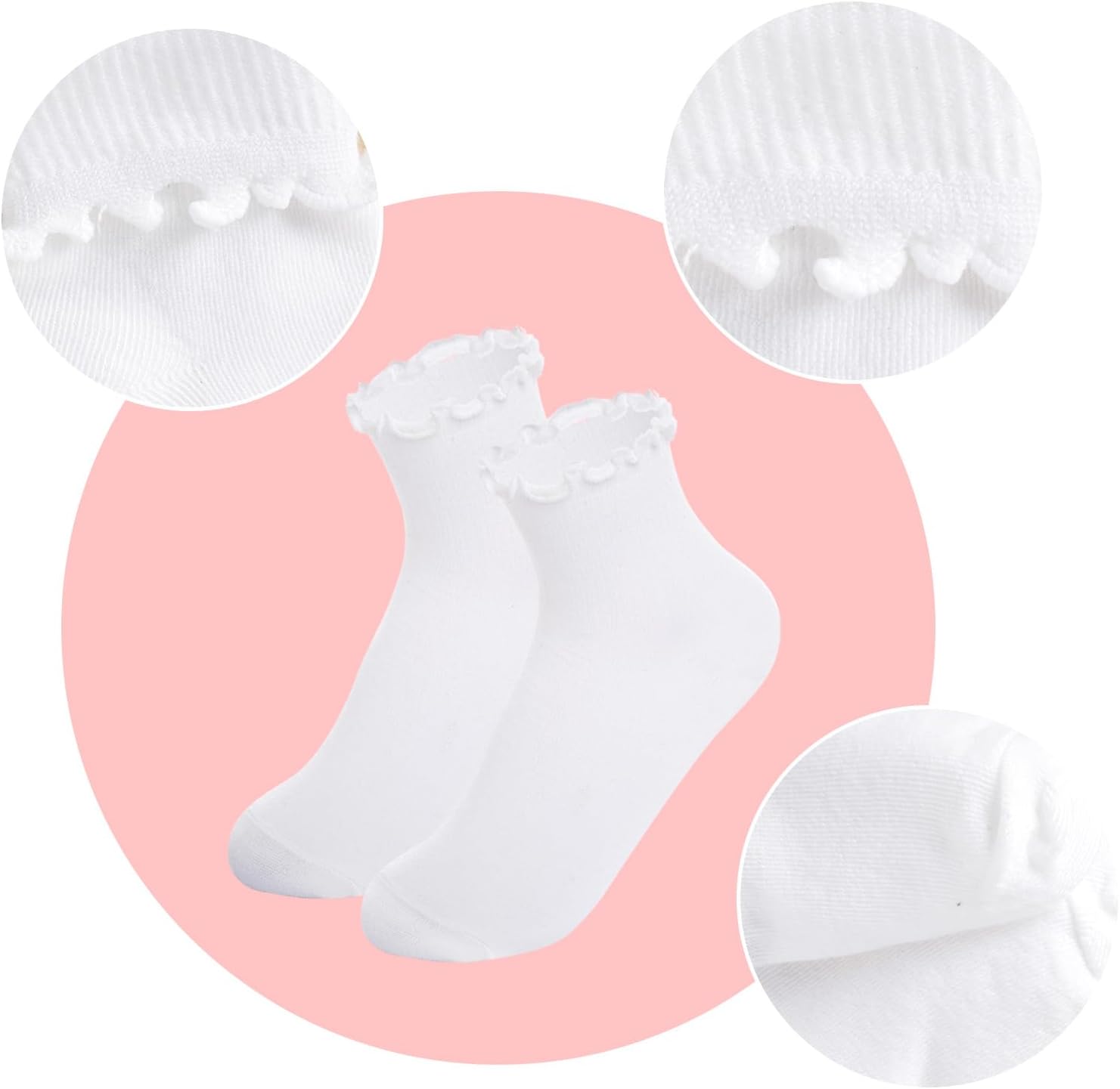 3 Pairs Girls Ruffle Socks, Toddler girls Pleated Frilly Crew Dress Socks for 1-12 Years Dress and Daily