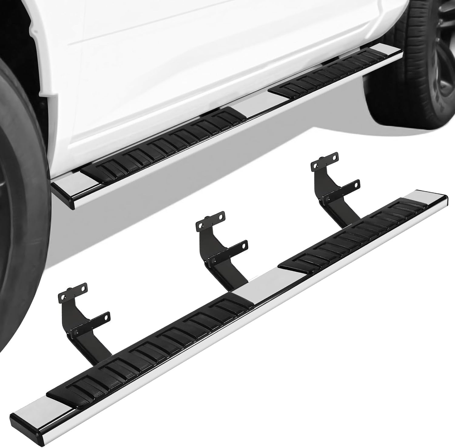 6.5" Running Boards for Ford F150 2015-2024 Super Cab, Side Steps for Truck, Mirror Stainless Steel Nerf Bars, Pair Running Boards for 2017-2024 Ford F250 F350 F450 F550