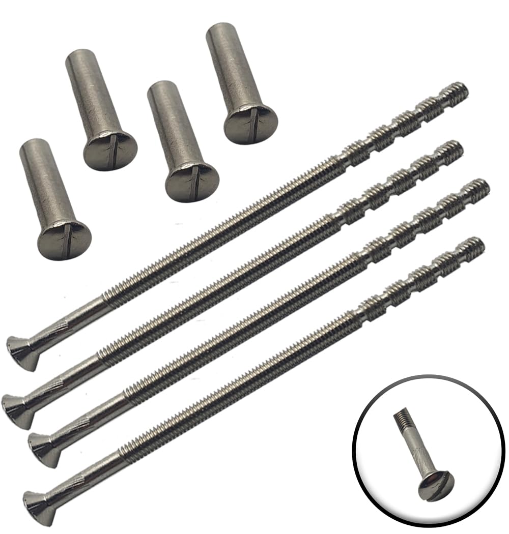 M4 x 90mm Slotted Door Handle Screws Chrome with Bolt Connecting Sleeve Male to Female for Door Handle Knobs Escutcheons and Others (Pack of 4) - Image 3