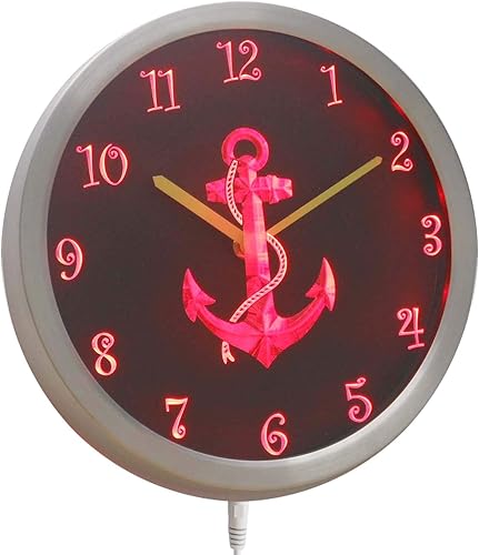 Miniatura 2 de AdvPro nc0996-b Reloj de pared LED con letrero de neón náutico para decoración de buques marinos