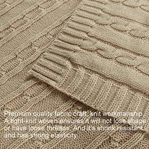 Image of NTBAY 100% Pure Cotton Cable Knit Toddler Blanket, Super Soft Warm Breathable 30x40 Baby Blanket for Crib, Stroller, Nursery, Travel, Newborn, 30x40 Inches, Apricot