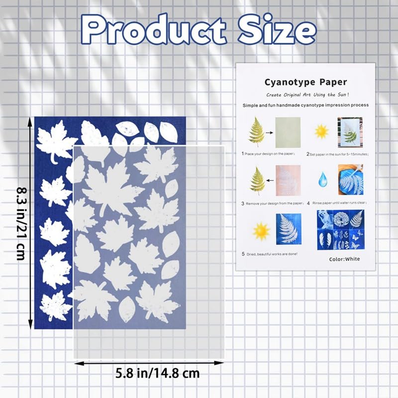 omolly 30Pcs Cyanotype Paper Sun Print Kit with 2 Acrylic Panels, Sun Printing Paper - Image 3