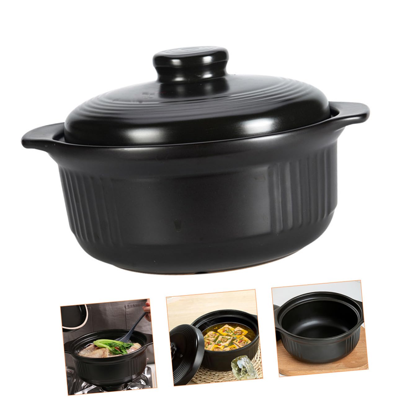 Pentola e Doppia Maniglia Superficie Antiaderente in Ceramica da 1115ml per Cuocere Riso, Stufati e Zuppe per Cucina Casalinga