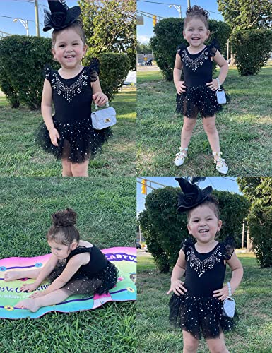 Flypigs Little Girls Sequin Leotard Sparkly Ballet Leotards Tutu Dress Ballerina Outfit Dance Costume For Kids Black #TOP4