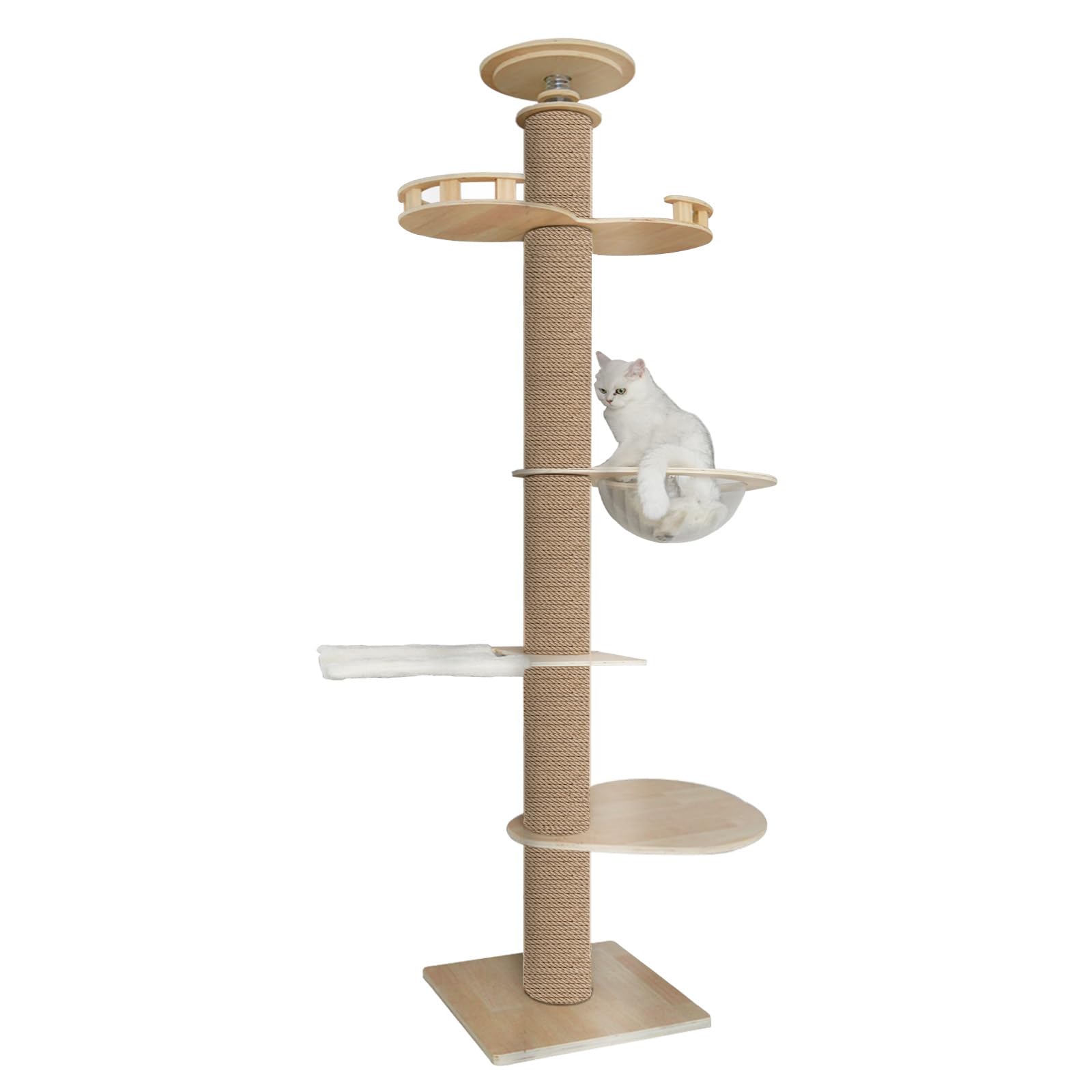 Amazon | 輝力士 キャットタワー 突っ張り 木製 スリム 猫爪とぎタワー