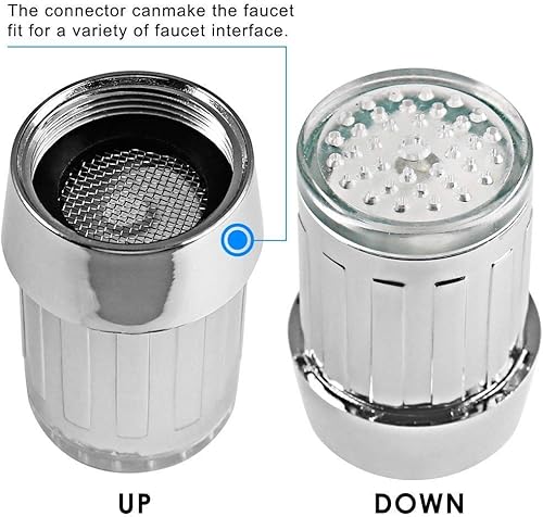 Miniatura 7 de 7 Color LED Luz Cambiante Resplandor Ducha Stream Agua Grifo Grifo para Cocina Bañera 1 unids