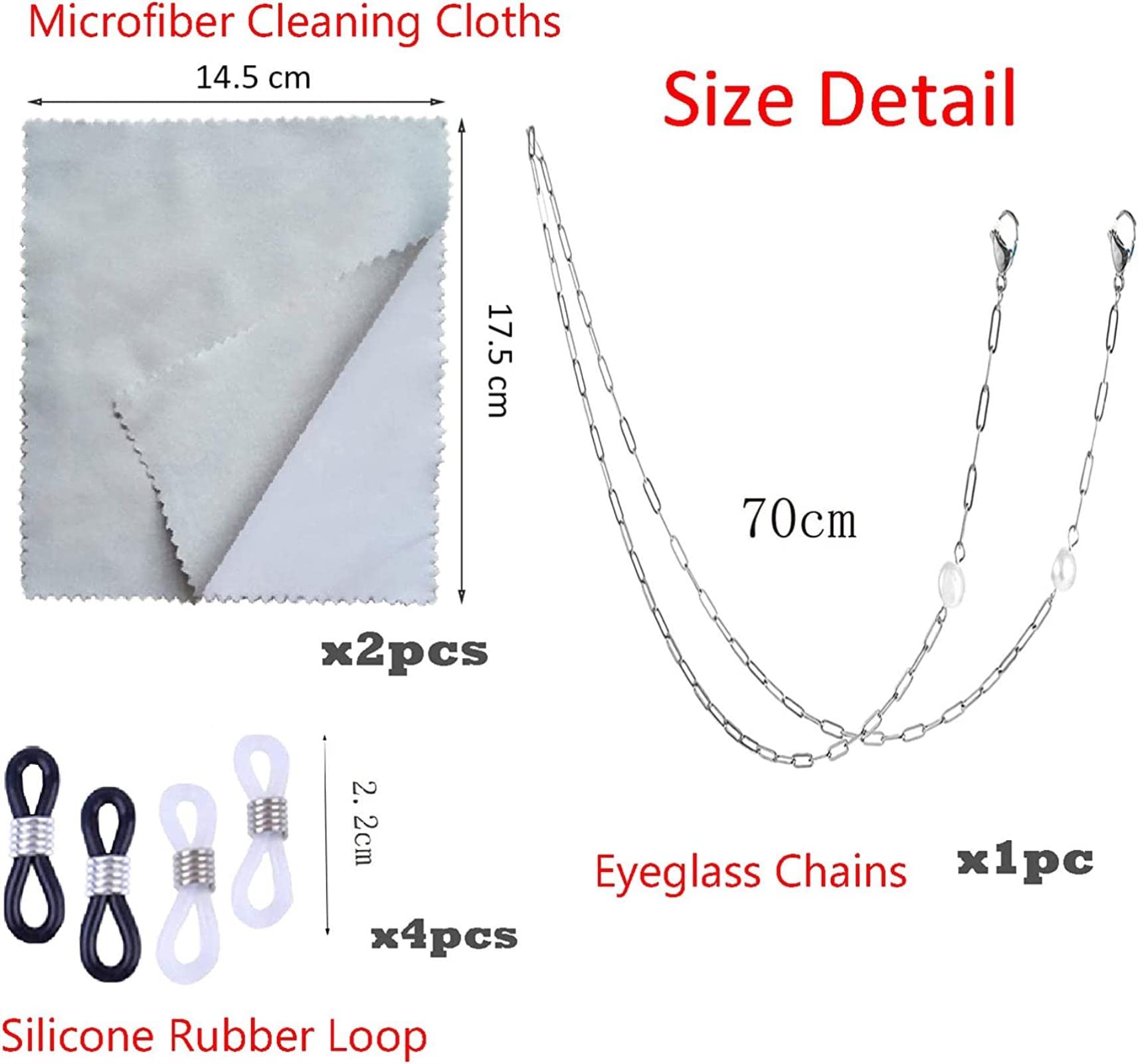 REVAHI Cadena para Gafas, Correa para Sujetar Gafas de Sol, cordón para Sujetar Gafas para Mujeres y Hombres con paños de Limpieza