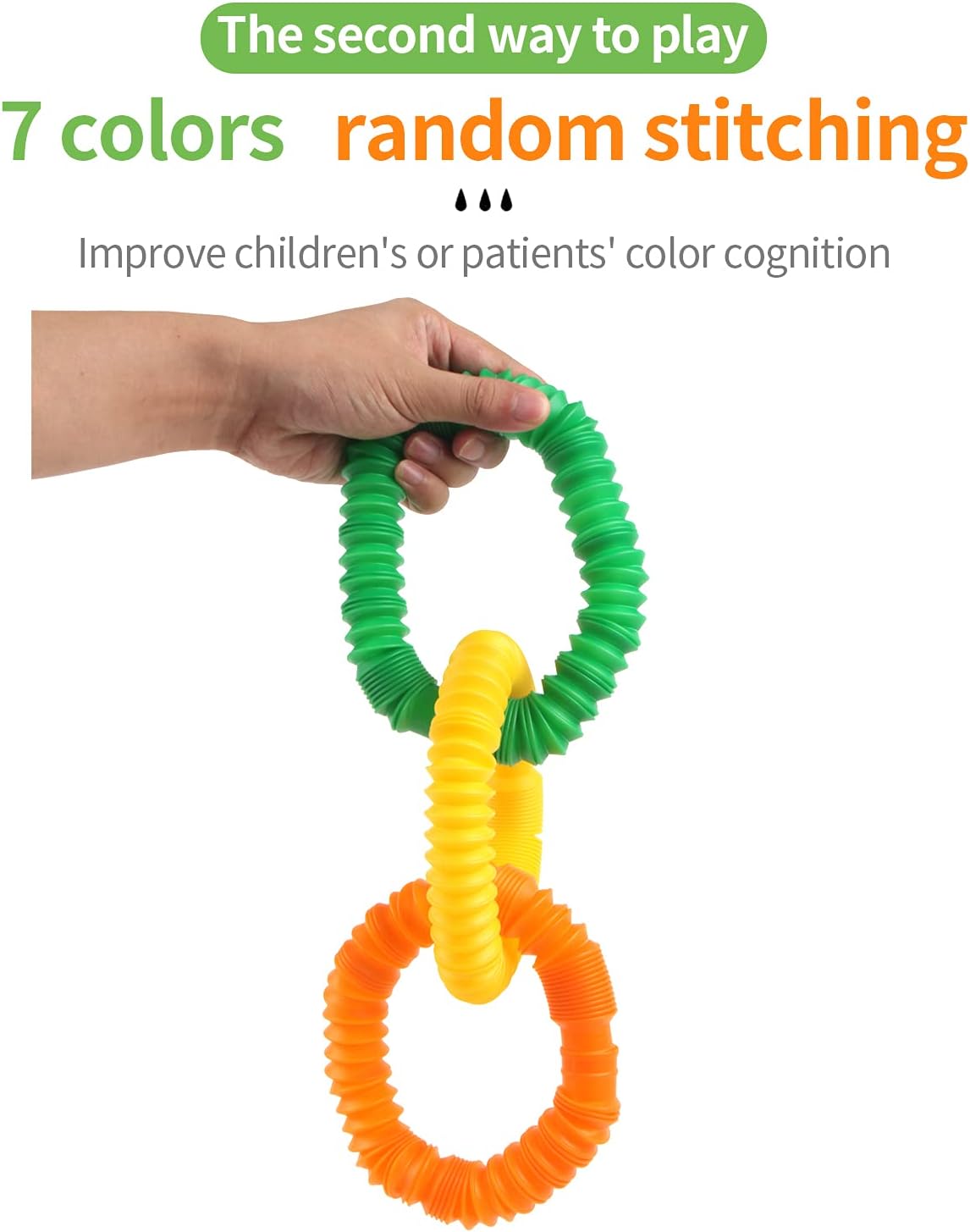 FINGOOO 7 Pieces Jumbo Pop Toobs Fidget Toys,Pop Tubes Sensory Toys for Kids Adults DIY Decompression ADHD Autism