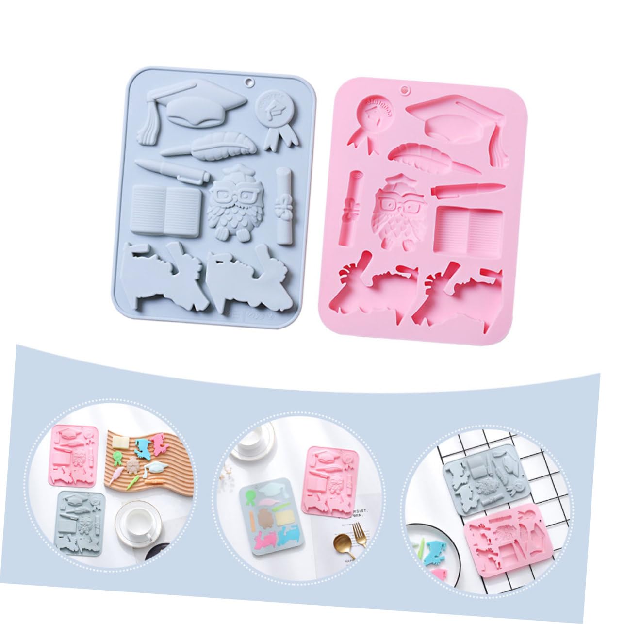 PRETYZOOM 6pièces Moules à Gâteau Silicone Moules à Jelly Pour Chocolat Et Desserts Accessoires De Pâtisserie Réutilisables Couleurs Bleu Et Rose