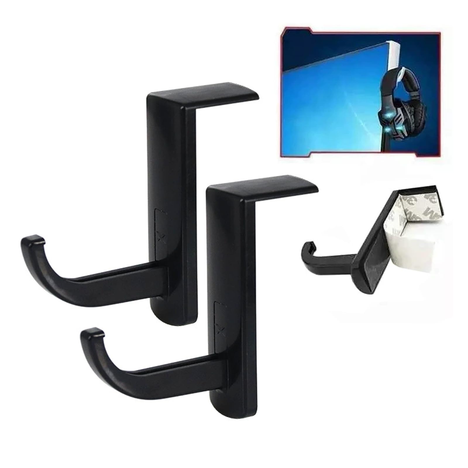 Supporto Cuffie da Parete Plastica Nero 4 Pezzi
