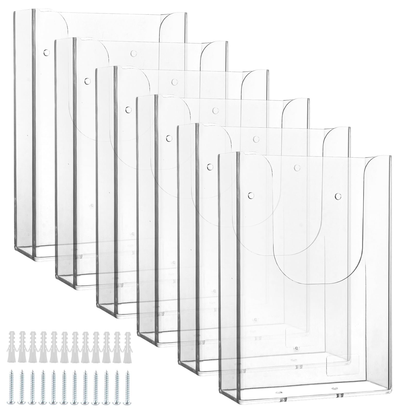 Lot de 6 porte-brochures muraux DIN A6 transparent avec trous de perçage