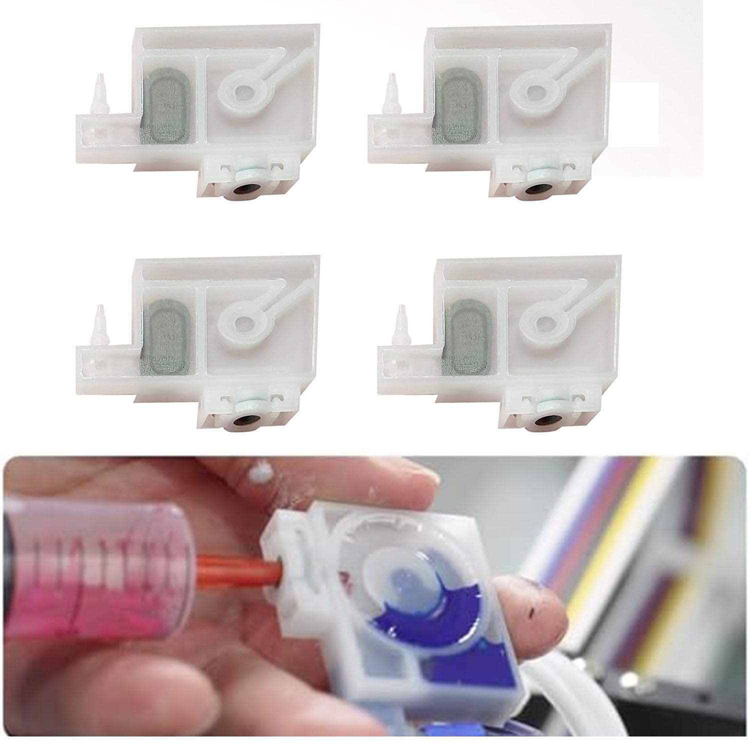 Procoloredfun 4Pcs L1800 DTF Ink Dampers for A3 DTF Printer, Replacement Ink Cartridges for L1800 R1390 R2000 Printhead Moisturizing Ink Cartridge for