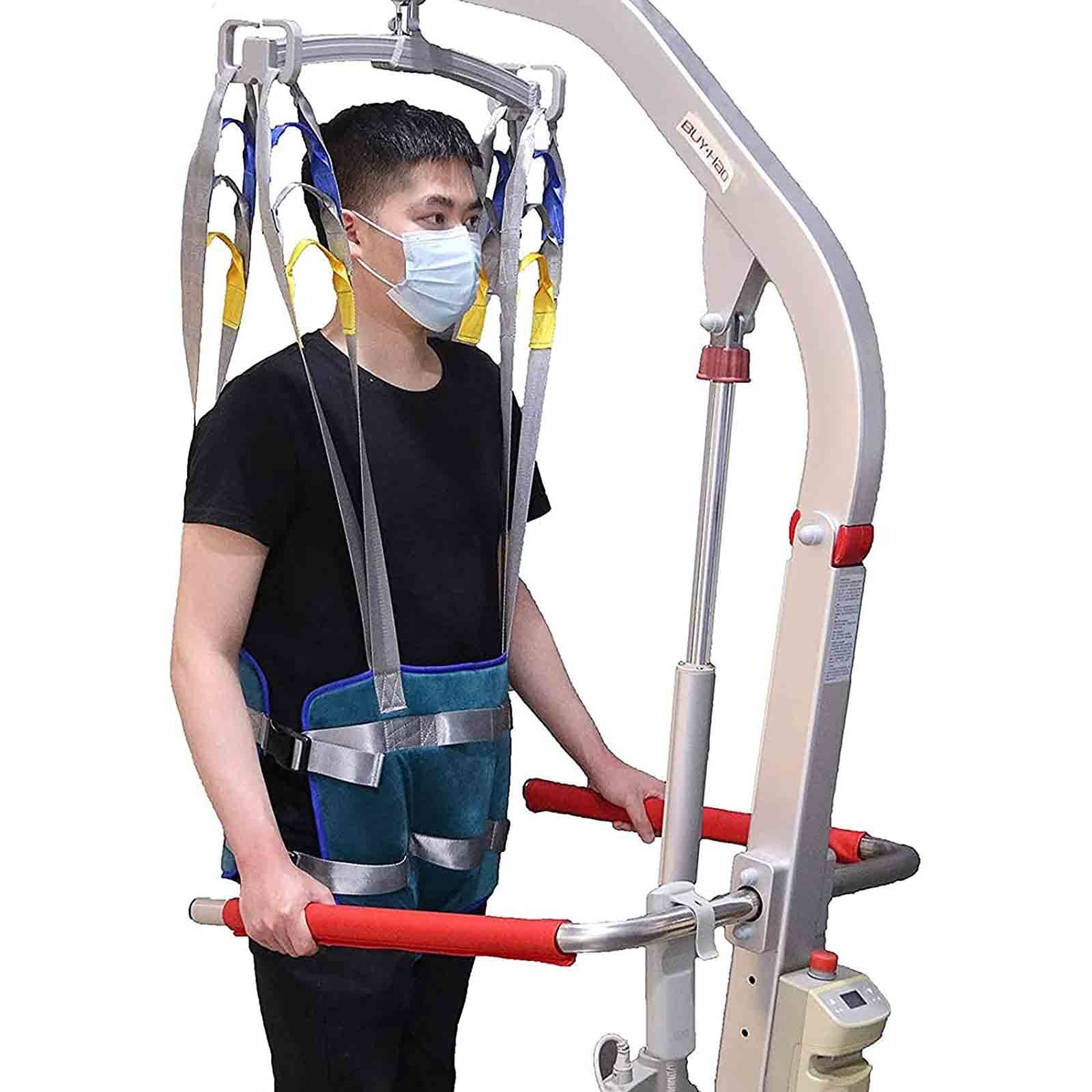 Grúa de paciente, Ayudas de pie para caminar de cuerpo completo, cabestrillo de elevación del paciente con soporte de cuatro puntos para el entrenador de alivio lumbar de la pierna ( Size : Large )