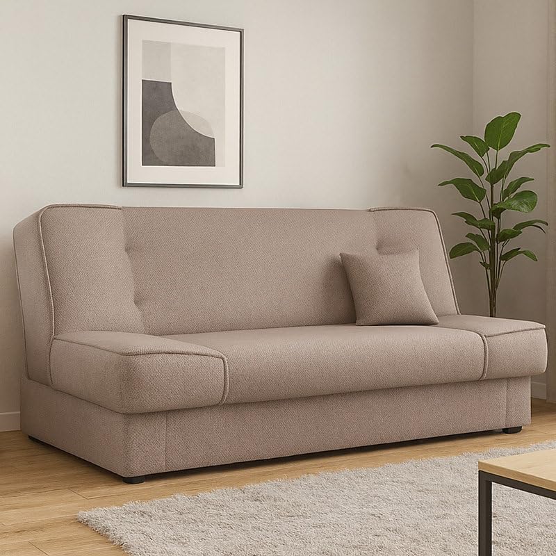 GABI 3 Seater Sofa Bed with Storage – Sofa Couch with Sleeping Function, Click-Clack Mechanism, Supportive Foam Seating, Modern Compact Design for Flats & Guest Rooms