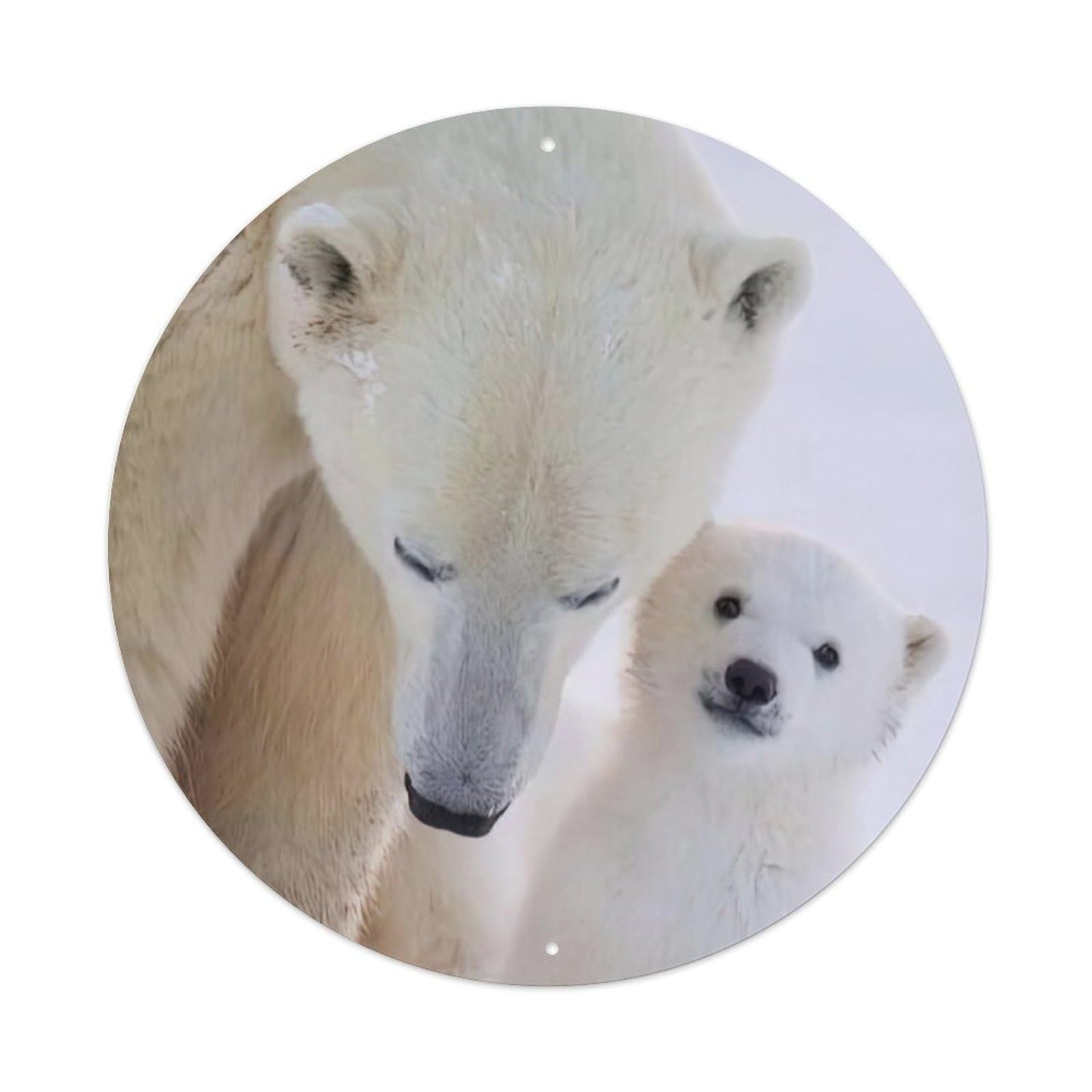 Arctic Animals Polar Bear Mother And Cubs Vintage Metal Tin Sign Plaque Wall Decor for Cafe, Club Bar, Office, Garden Metal Poster 8x8Inch