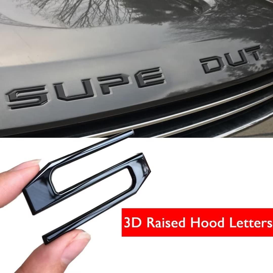 KENPENRI Hood Insert Letters for Supe Duty 2017-2021 - 3M Adhesive & 3D Raised Hood Letters - Gloss Black