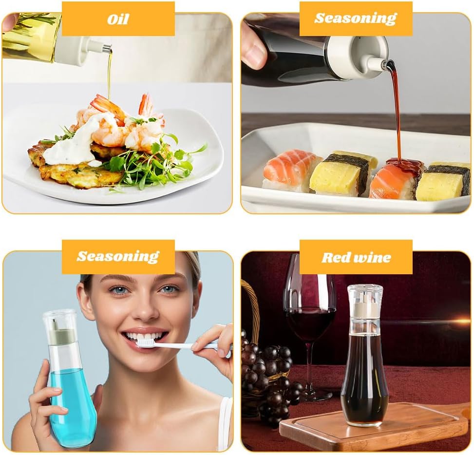 Glass Mouthwash Dispenser for Bathroom, 260 ml Refillable Mouth Wash Container Kitchen Countertop Small Glass Bottle with Lid Cup and Blackboard Stickers for Oils Juices Vinegars(COLOR:Transparent) image 2