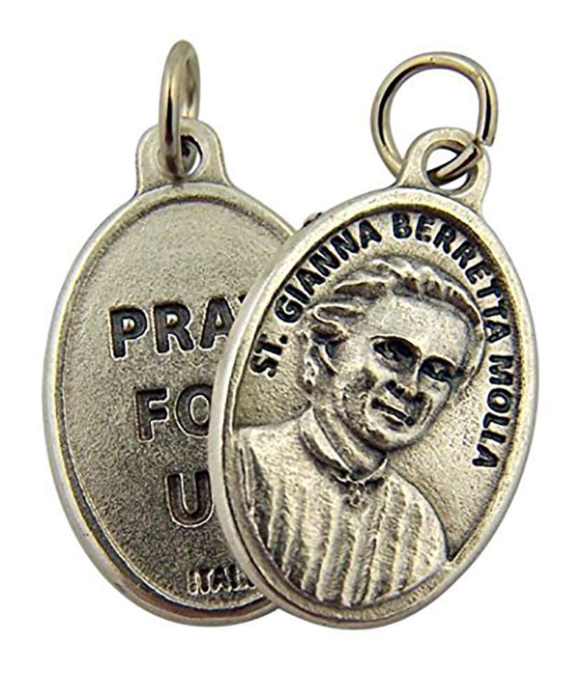L&M Silver Toned Base Saint Gianna Beretta Molla Pray for Us Medal, 1 Inch