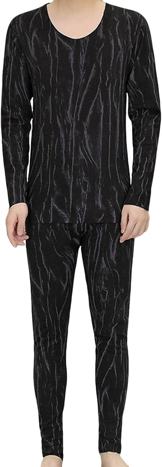 Cambkatl Thermal Underwear for Men Long Johns Graphic Fleece Lined Base Layer Cold Weather Top & Bottom Sets