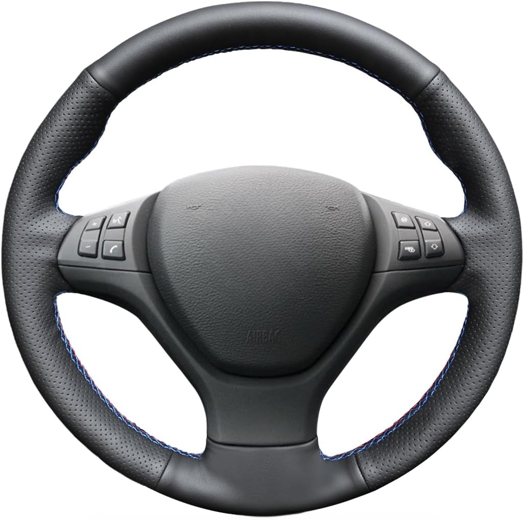 MEWANT Leather Steering Wheel Cover for BMW X5 E70 (M Sport) 2006-2013 / M50d 2012-2013 / X6 E71 (M Sport) 2009-2014 / M50d 2012-2014 /X5 M E70 2010-2013 /X6 M E71 2009-2014. /X6 Steering Wheel Cover