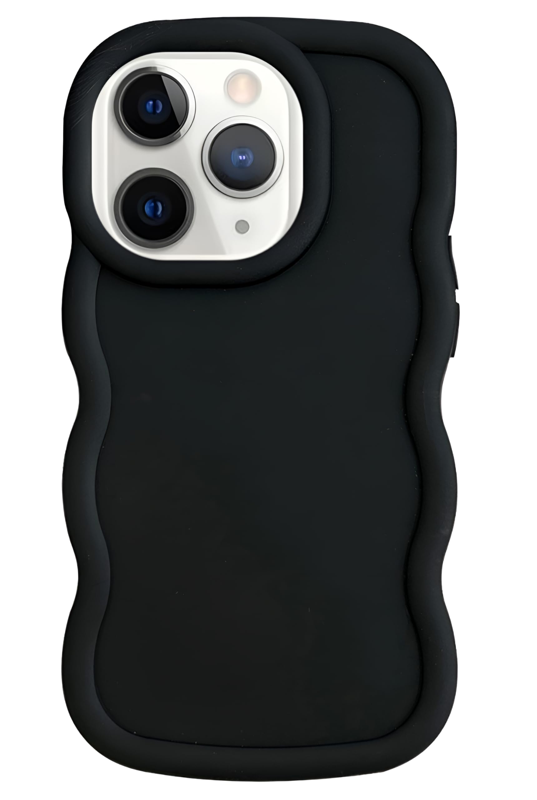 Solomon Back Cover for iPhone 15 Pro Max Thin Slim Soft Silicone Cute Wave Edge Design Shockproof Protective Phone Case for iPhone 15 Pro Max. (Black)