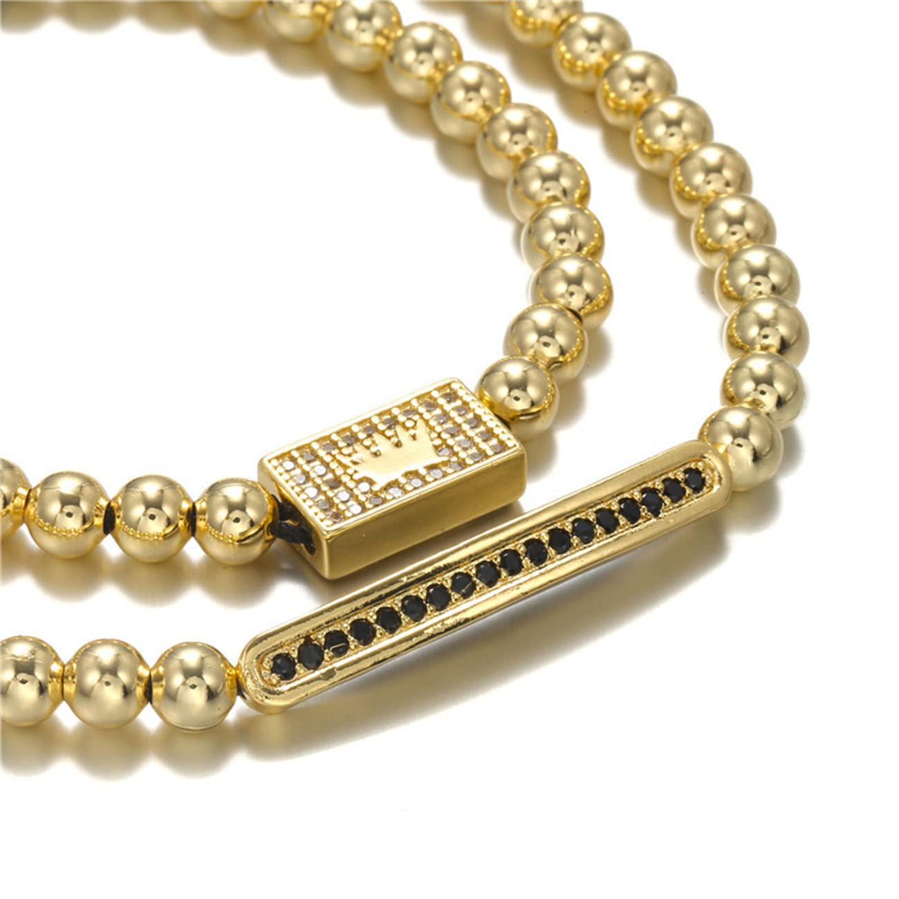 Pulseras de Hombre Pulseras de Mujer Pulseras de Acero Inoxidable Pulseras de Corona de circón Trenzado Rectangular de Lujo