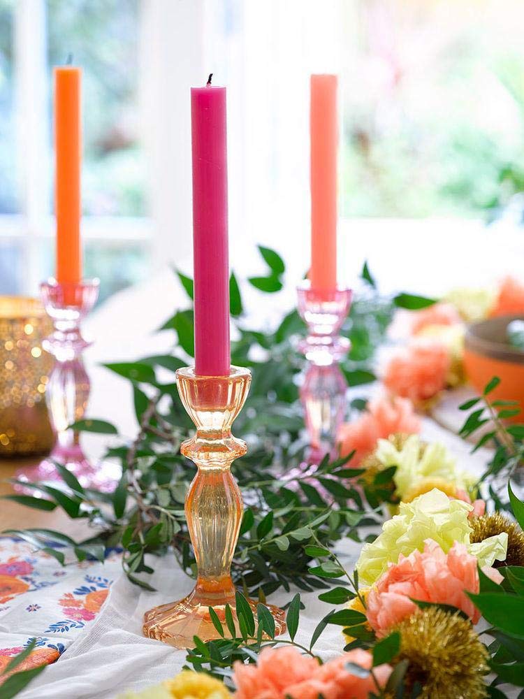 Ensemble De 3 Bougeoirs Coniques En Verre Européen - Bougeoirs Romantiques Pour Décoration Maison Et Mariage (Orange)