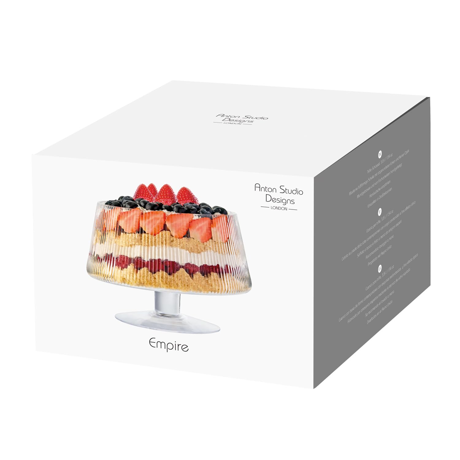 Empire 24 cm Ciotola per Zuppa Inglese Fatta a Mano Perfetta per Dessert a Strati, Insalate ed Espositori di Frutta - Trasparente