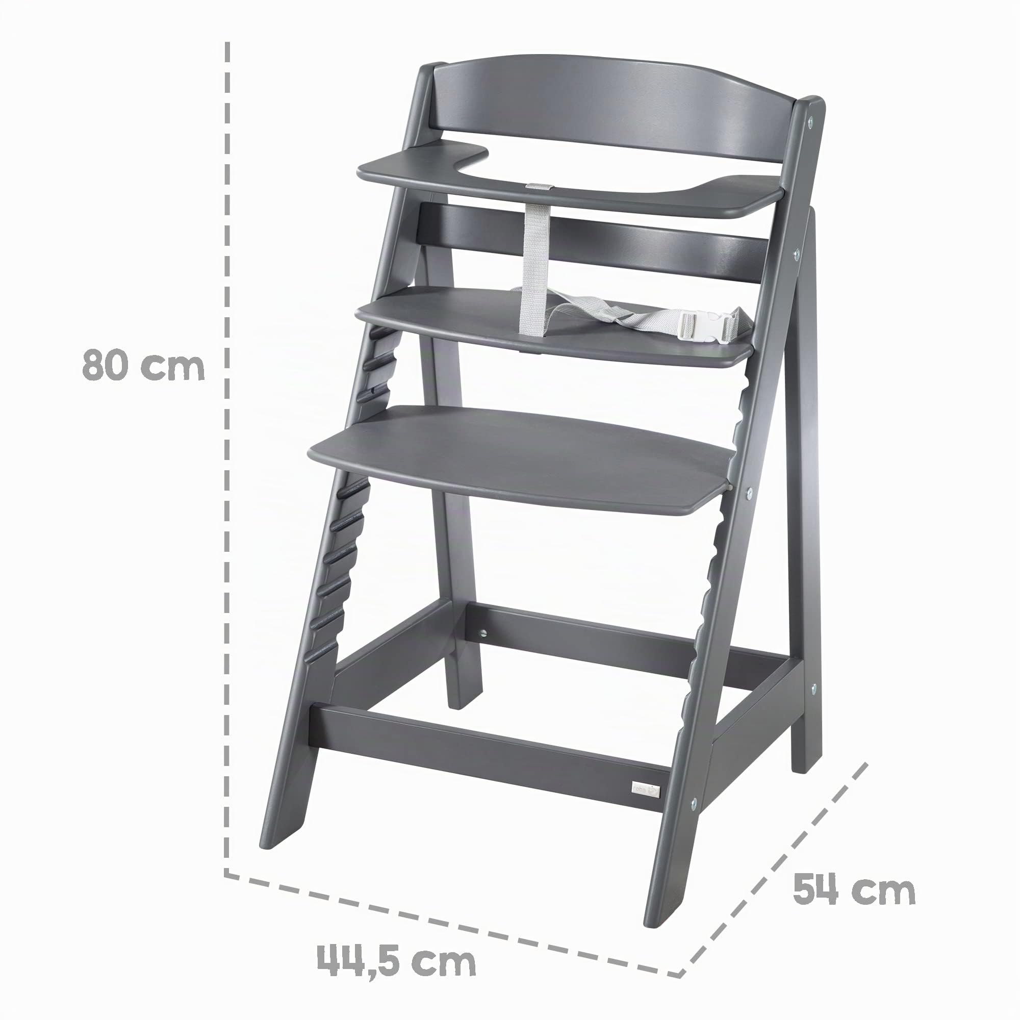 roba Seggiolone Evolutivo Sit Up Flex 2 in 1, Altezza Regolabile, dai 6 Mesi fino ai 70 kg, con Poggiapiedi, Robusto ed Ergonomico, Legno Laccato Grigio Antracite