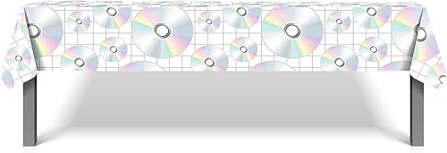 Miniatura 277 de CC HOME 1 pieza de mantel de plástico para fiesta de los 90 de 54 x 87 pulgadas de largo, mantel vintage retro de los 90 de hip hop, tema de 1990