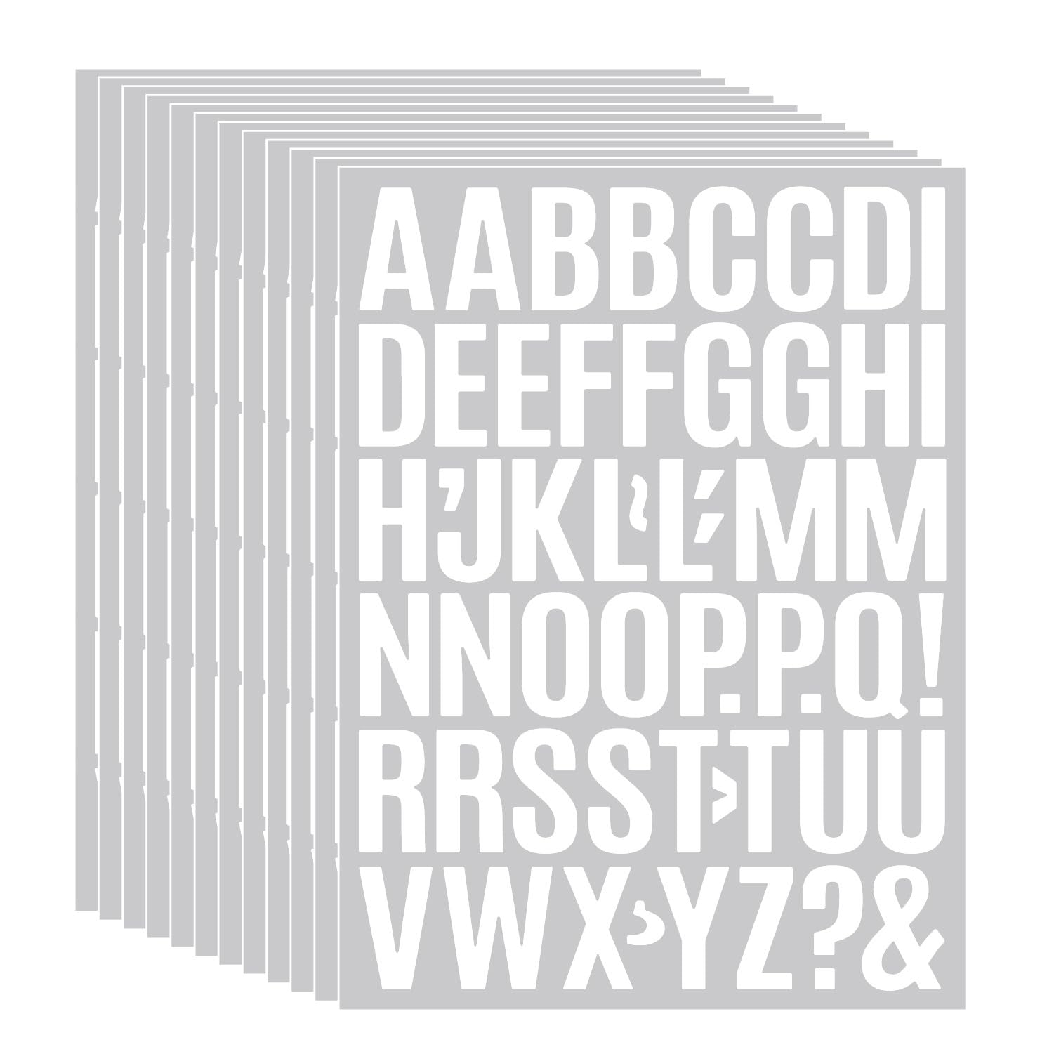 12 Sheets 1 Inch Vinyl Letter Stickers – Alphabet Decals for Windows, Walls, Doors, Glass Surfaces, Self Adhesive Waterproof Letters for Home Decor, Signs, DIY Crafts (White)