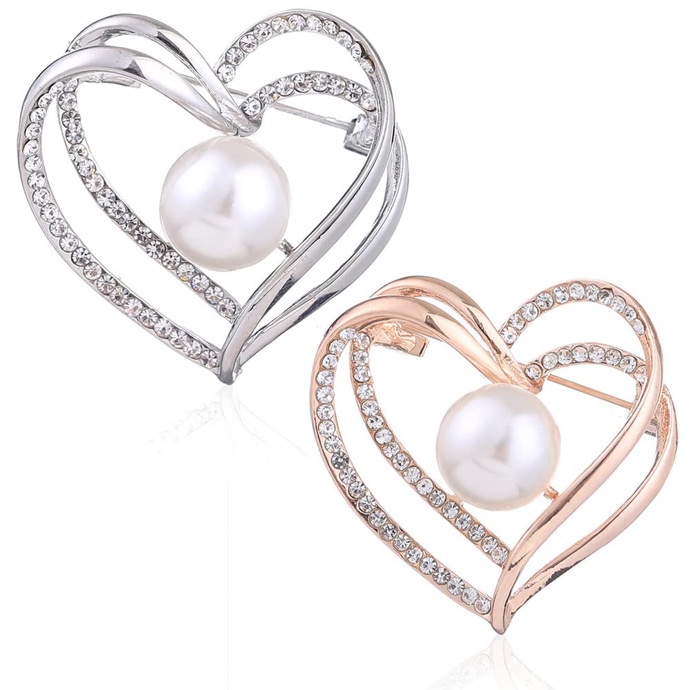 MAYIYAHO Nuove Ali a Forma di Cuore Spilla con Strass di Cristallo Spille per Colletto Sciarpa Fibbia Distintivo Spille per Gioielli Vintage per Accessori da Donna