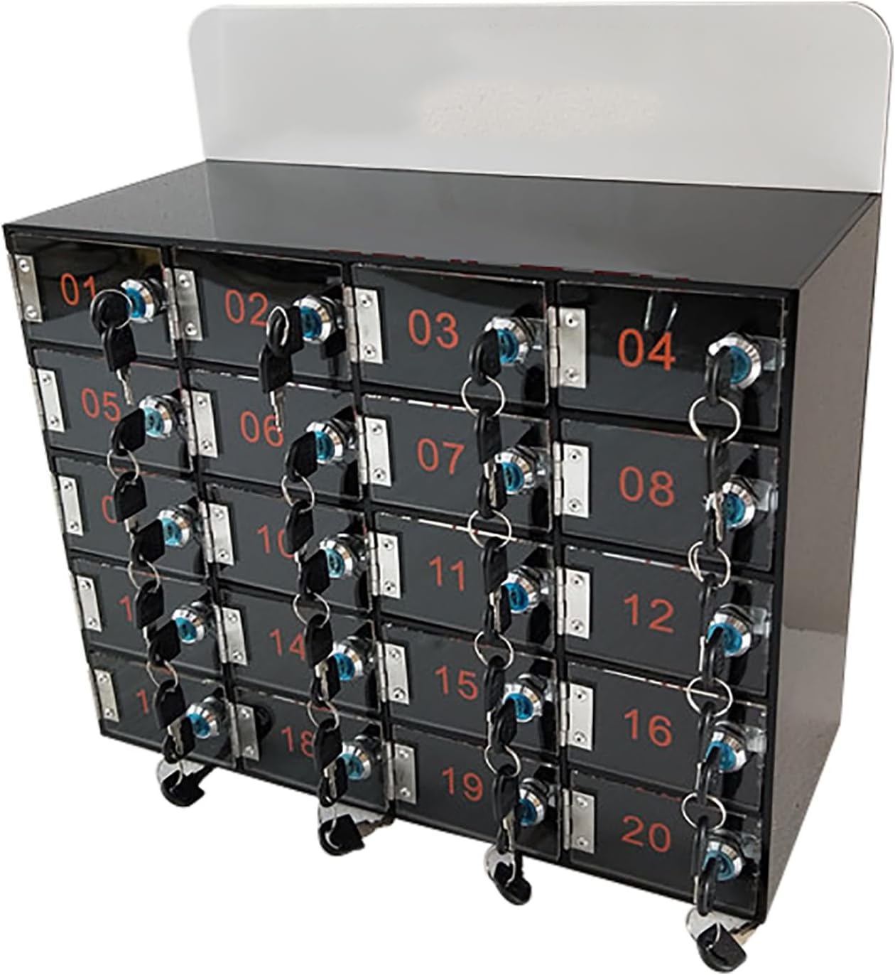 20 Slots Wall-Mounted Cell Phone Locker Box with Door Locks & Keys - Acrylic Storage Cabinet for Schools, Offices, Classrooms & Factories - Secure Phone Jail Solution