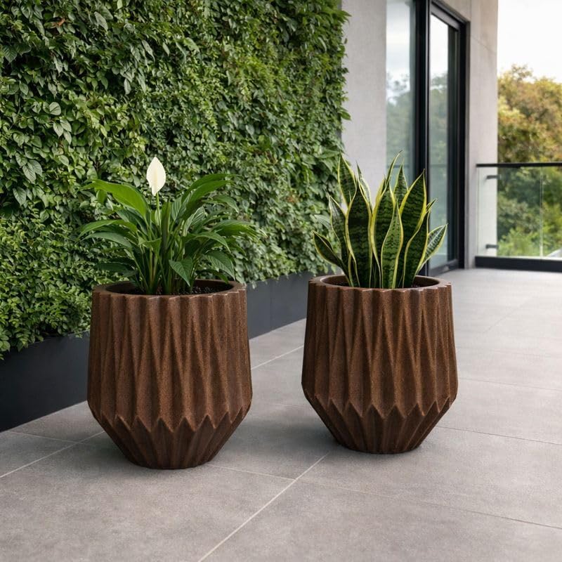 Kit 2 Vaso Decorativo Polietileno Origami Planta Jardim Casa (Mar...