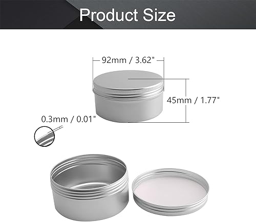 Vista 187 de Othmro Latas redondas de aluminio para tapas de metal, con tapa de rosca de 2.0 fl oz/2 onzas, 2.677 x 0.984 in (D* H) contenedores de aluminio