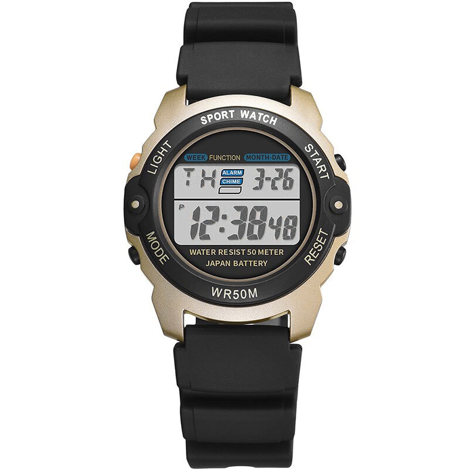 Shocknshop Plastic Sports Multifunctional Digital Gold Black Dial Boys & Girls Watch (Gold Dial And Black Strap) -Wch23, Black Band (B09RN7J5DG) Amazon Price History, Amazon Price Tracker