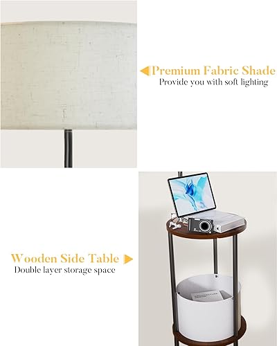 Miniatura 5 de Lightdot Lámpara de pie de 57 pulgadas con estantes, lámparas de pie modernas de mediados de siglo con bombilla y bolsa de almacenamiento incluida,