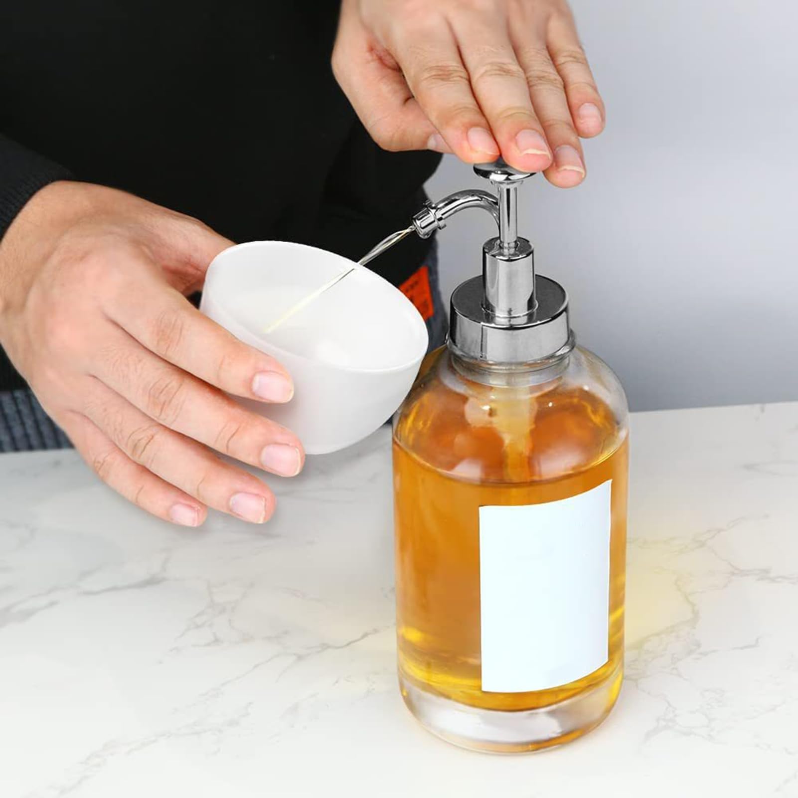 Dispenser per sciroppo di caffè Domestico, Facile da Pulire, flacone con Pompa in Vetro Trasparente da 2 Pezzi da 17 Once, per Shampoo da Bar, Hotel d'Argento