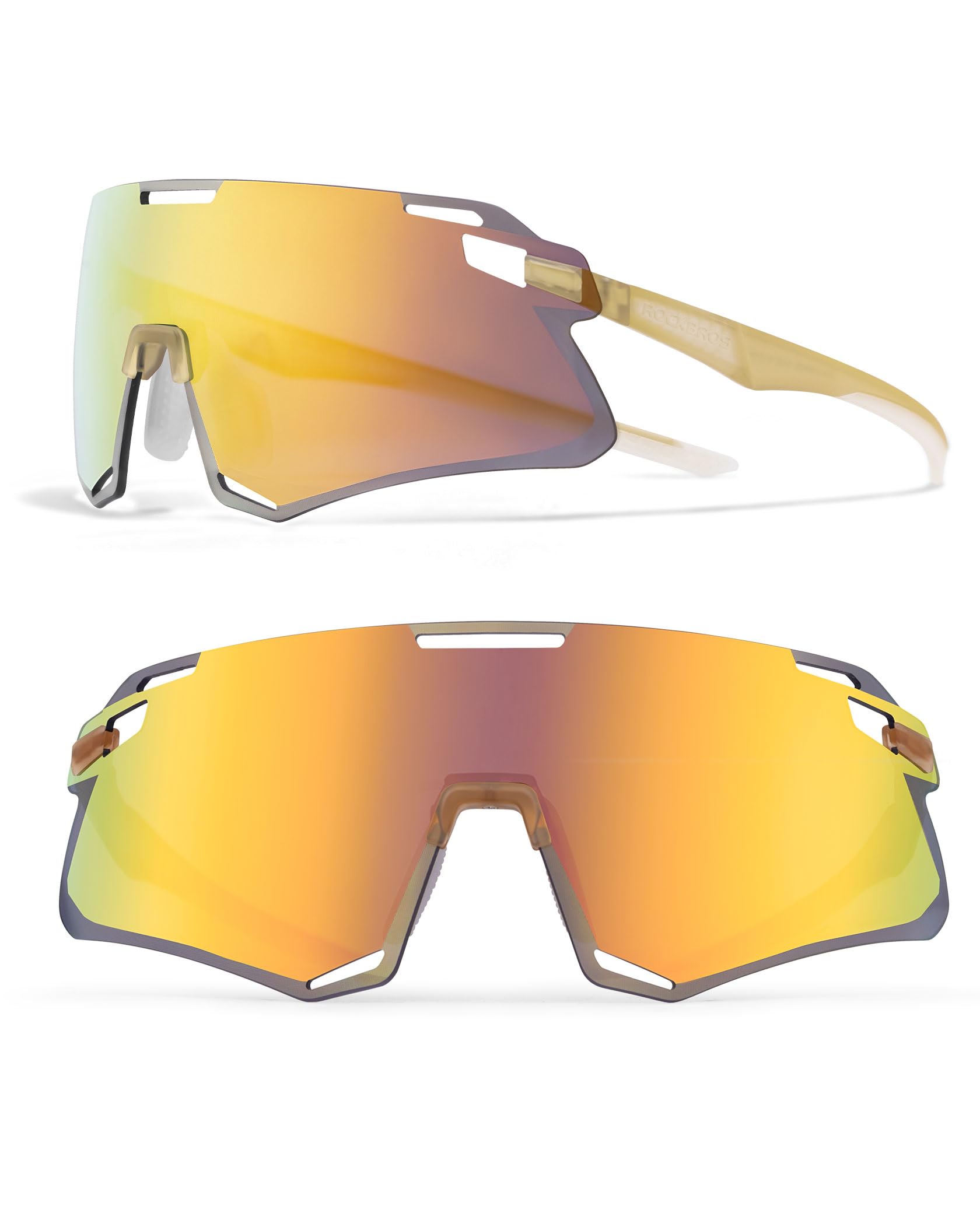 ROCKBROS Lunettes de Cyclisme Homme Femme Lunettes de Soleil TR90 Cadre Mémoire Léger Coupe-Vent Lentille Incurvée Haute Définition Protection VTT Vélo Route Pêche Course