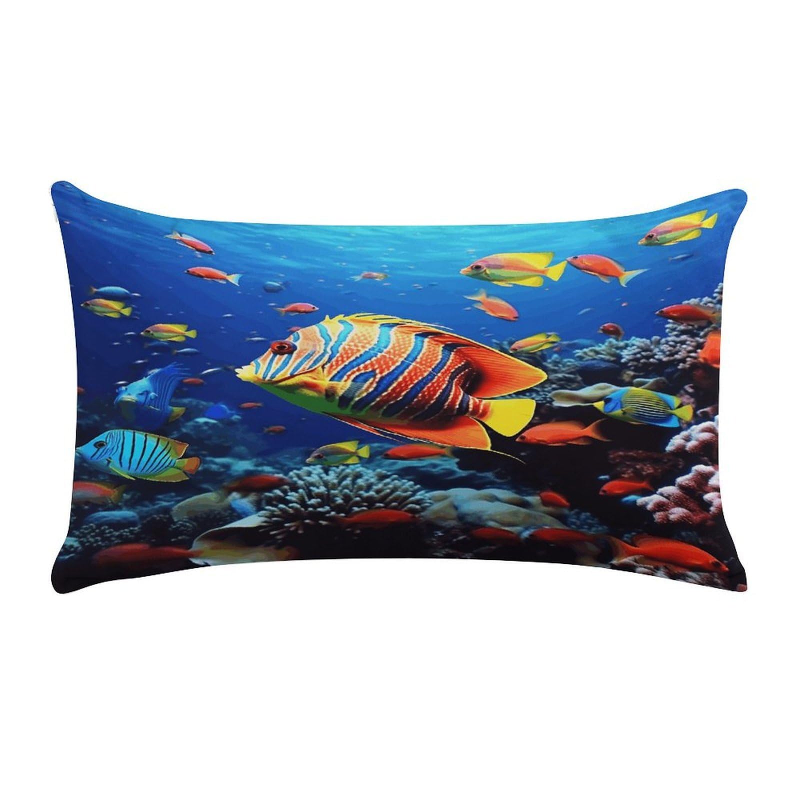 Sea Fishes Pillow Cover Super Soft Pillowcase Luxury Cozy Fuzzy Velvet Pillow Shams Breathable Standard Pillow Cases with Zipper Wrinkle-Free Pillow Cover 12 "×20 "